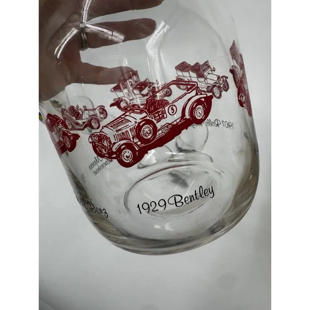 Northwestern Bottle Co Classic Car Carafe and 6 Juice Glass Set Vintage in Box